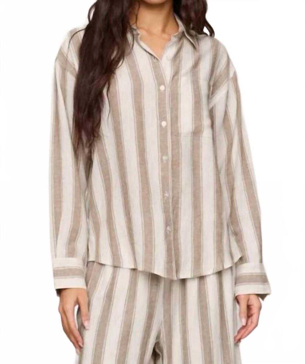 NEW Z SUPPLY the perfect striped button up in light toffee stripe